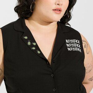 Warner Bros Beetlejuice Challis Collar Blouse Tank